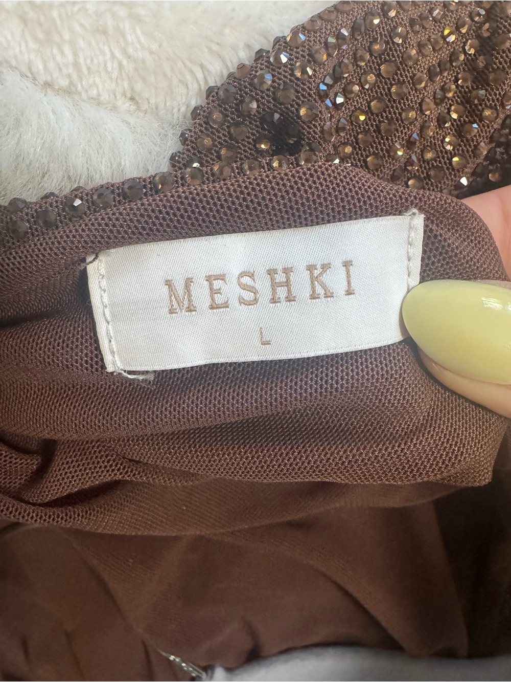 Meshki Brown Sparkle Slip Maxi Dress - Picture 9 of 9